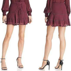 Bardot Anna Flutter Eyelet Trim Lace Up Ruffle Skirt Sz 6 NWT